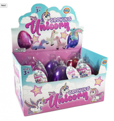 UNICORN GROW EGG LARGE METALLIC SHELL (£3.50)